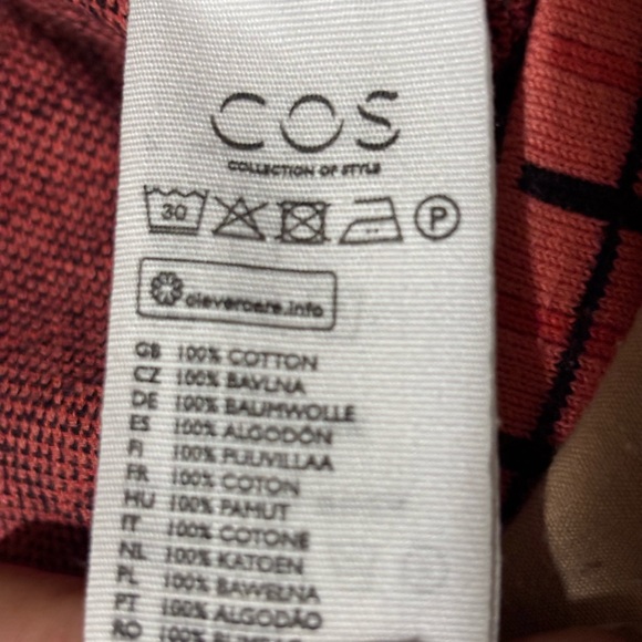 COS Pink Grid Check 100% Cotton Sweater Size Small - Picture 8 of 9